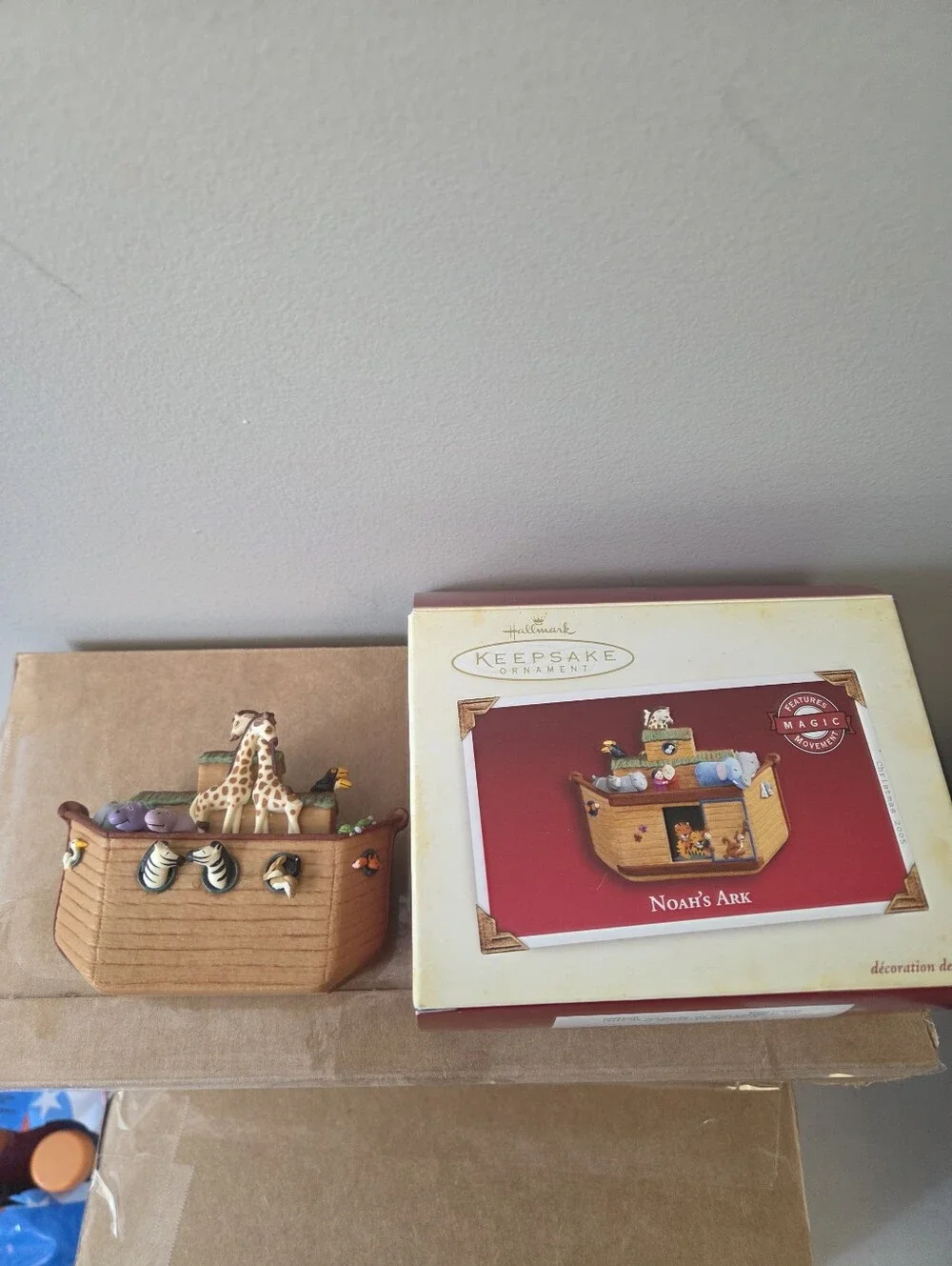 Set of 3 Hallmark Christmas Ornaments--Excellent Condition--Santa, Noah's Ark